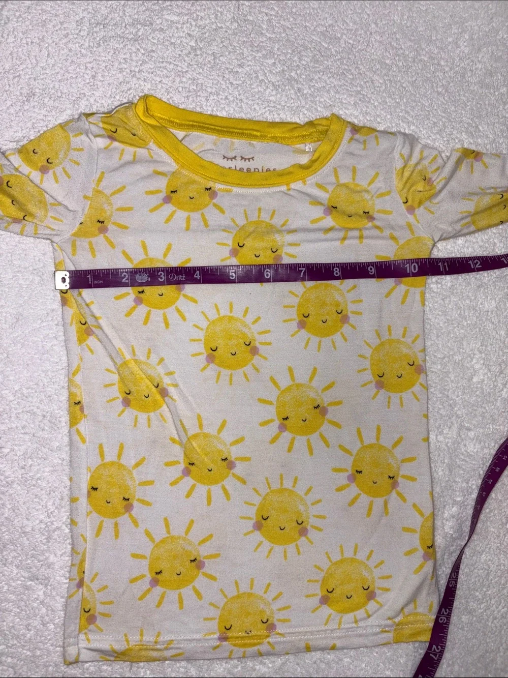 Little Sleepies White and Yellow Sun Print Long Sleeve Pajama Set unisex 2t
